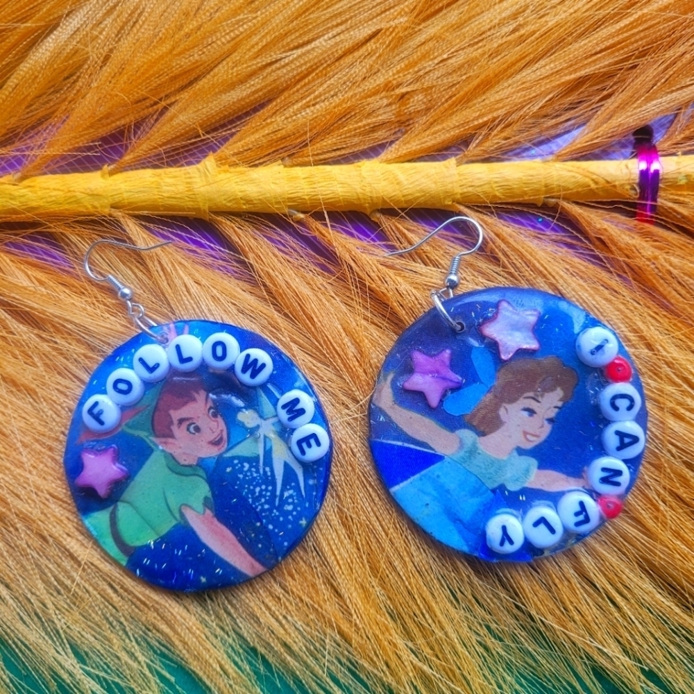 Peter Pan Earrings Handmade Paper I Can Fly